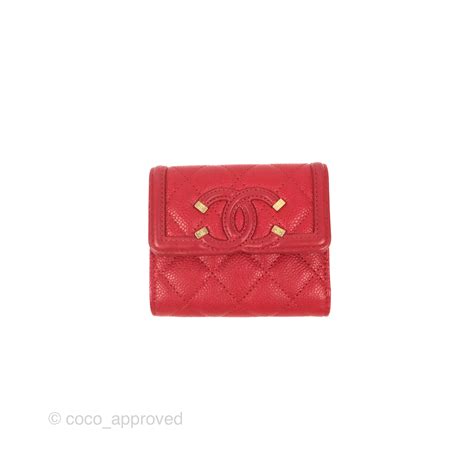 chanel cc filigree short flap wallet red caviar gold hardware|Wallets on Chain .